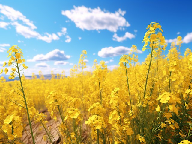 Leindotterfeld in voller gelber Blüte